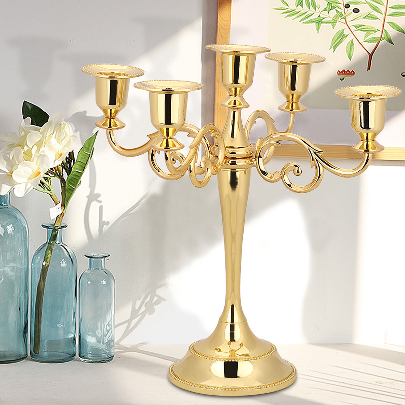 5-Arm Vintage Metal Candlestick Holder Elegant Home & Event Deco