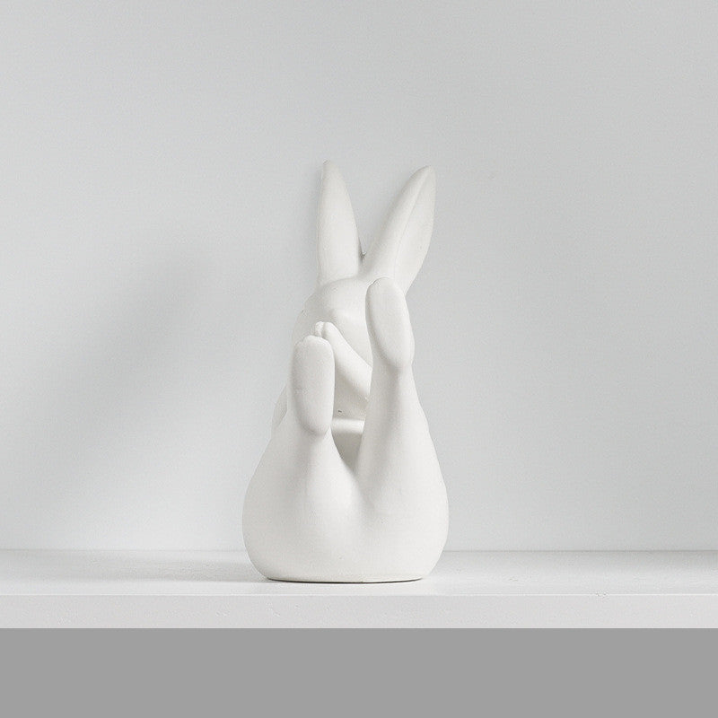 Ceramic Rabbit Wine Cabinet Soft Decorations TV Cabinet Ornaments