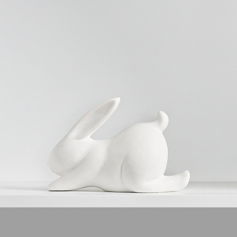 Ceramic Rabbit Wine Cabinet Soft Decorations TV Cabinet Ornaments