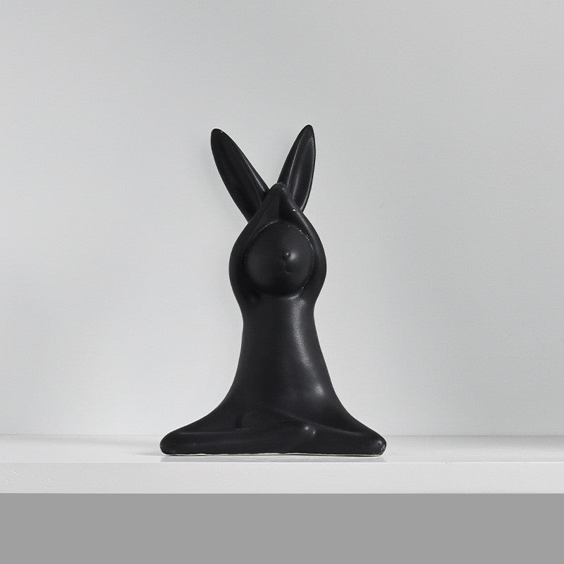 Ceramic Rabbit Wine Cabinet Soft Decorations TV Cabinet Ornaments