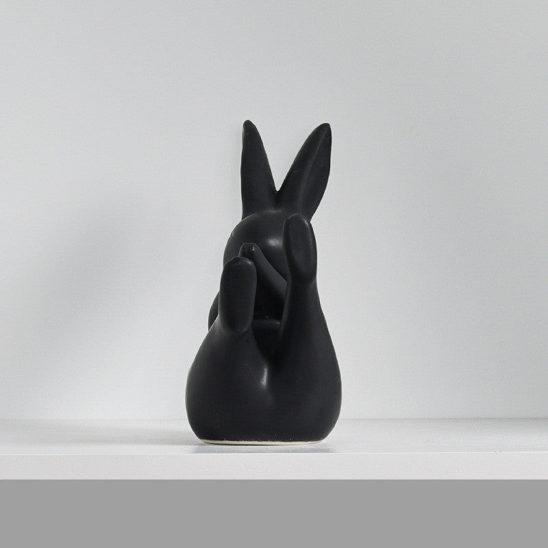 Ceramic Rabbit Wine Cabinet Soft Decorations TV Cabinet Ornaments