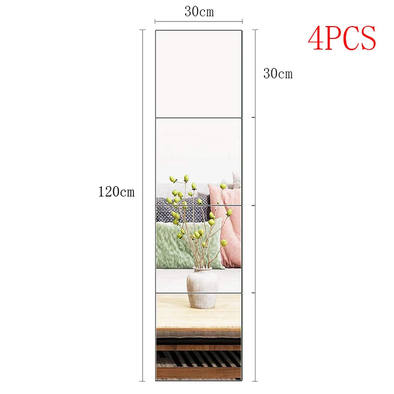 4PCs Flexible Acrylic Mirror Stickers