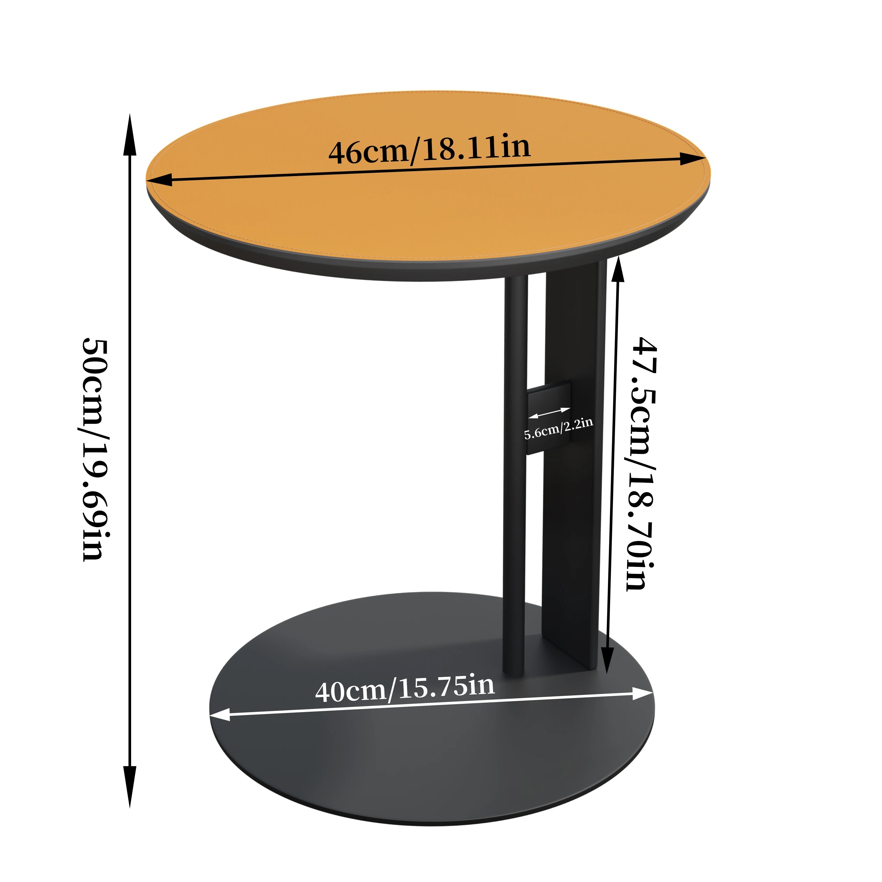 C-Shaped Side Table with Saddle Leather Top