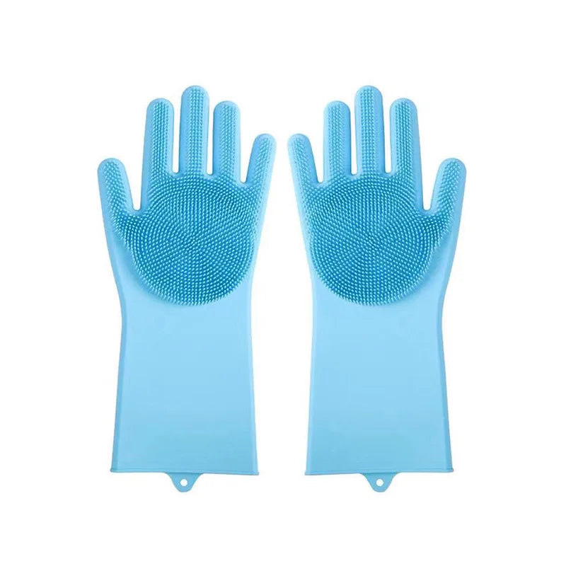 Silicone Dishwashing Gloves with Scrubber