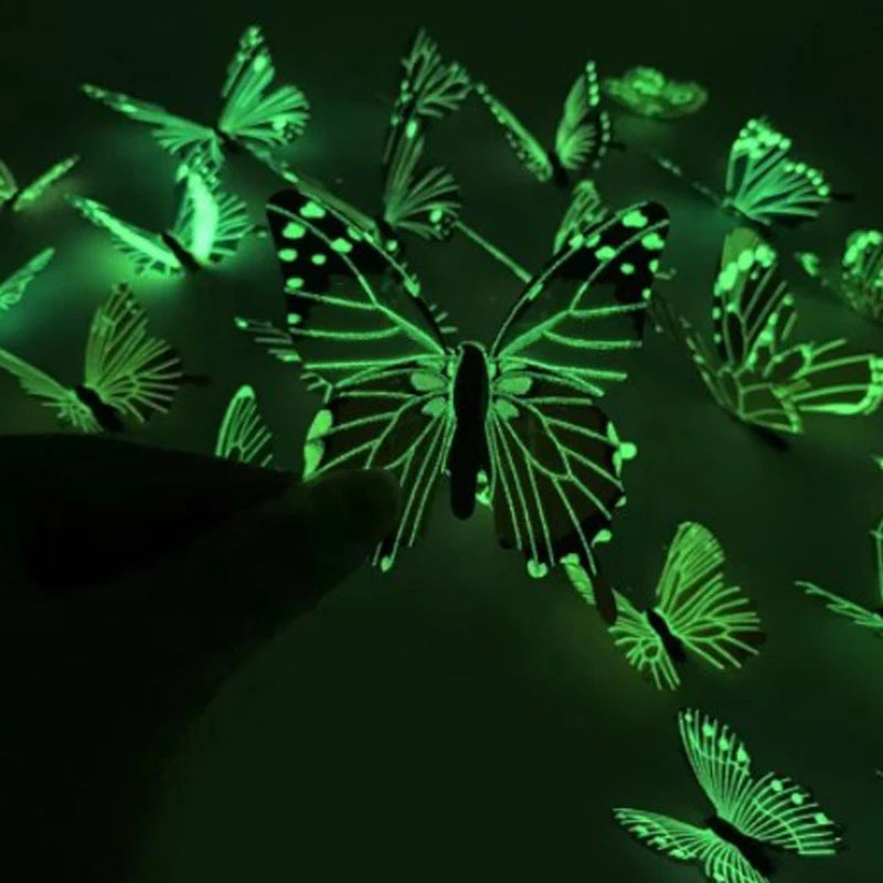 12PCS 3D Luminous Butterfly Wall Stickers Wallpaper