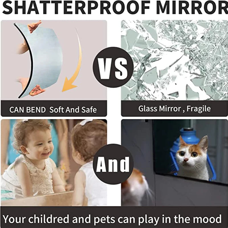 4PCs Flexible Acrylic Mirror Stickers