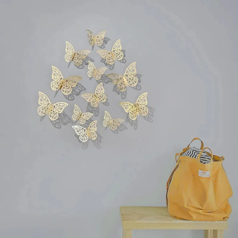 12PCS 3D Metal Butterfly Wall Decor