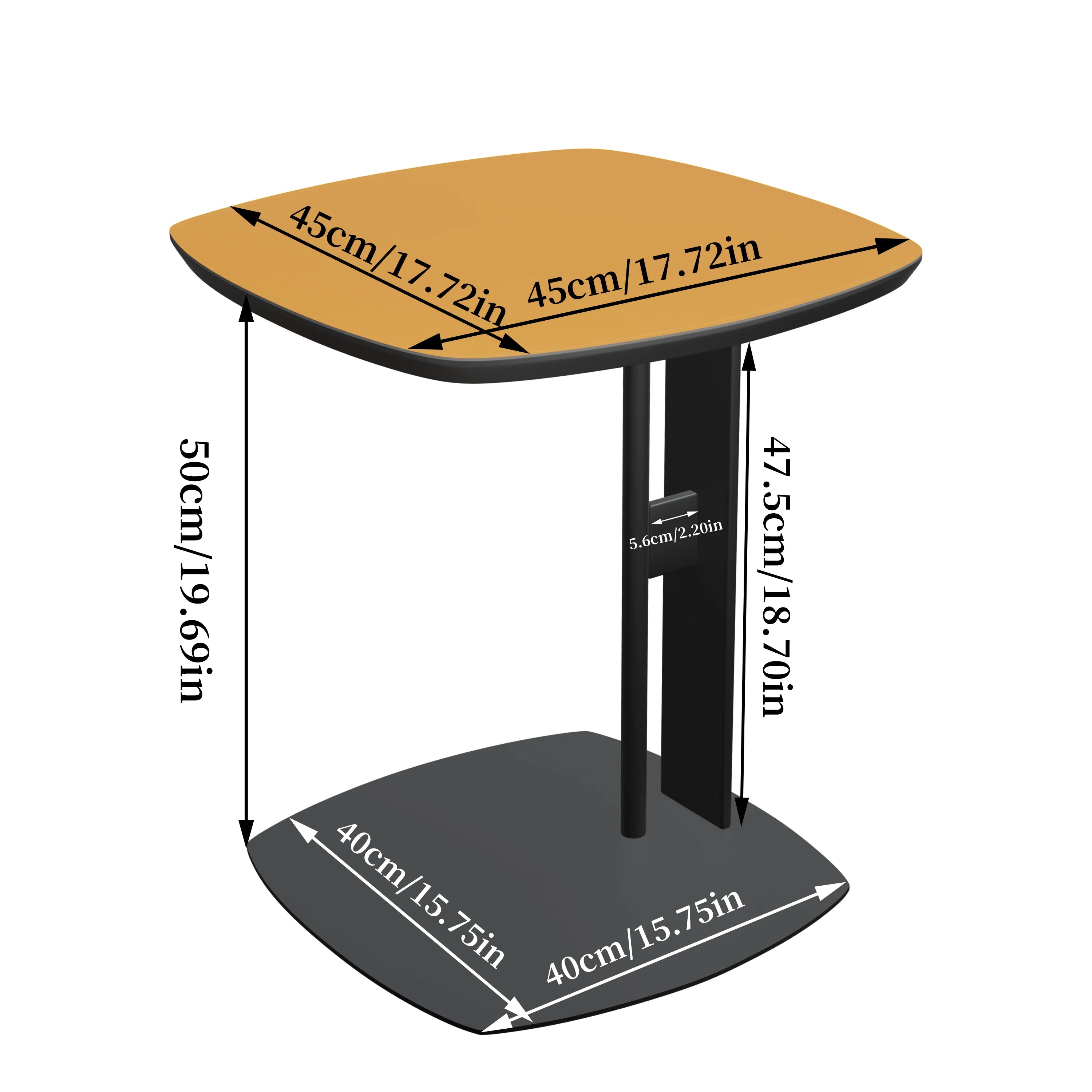 C-Shaped Side Table with Saddle Leather Top