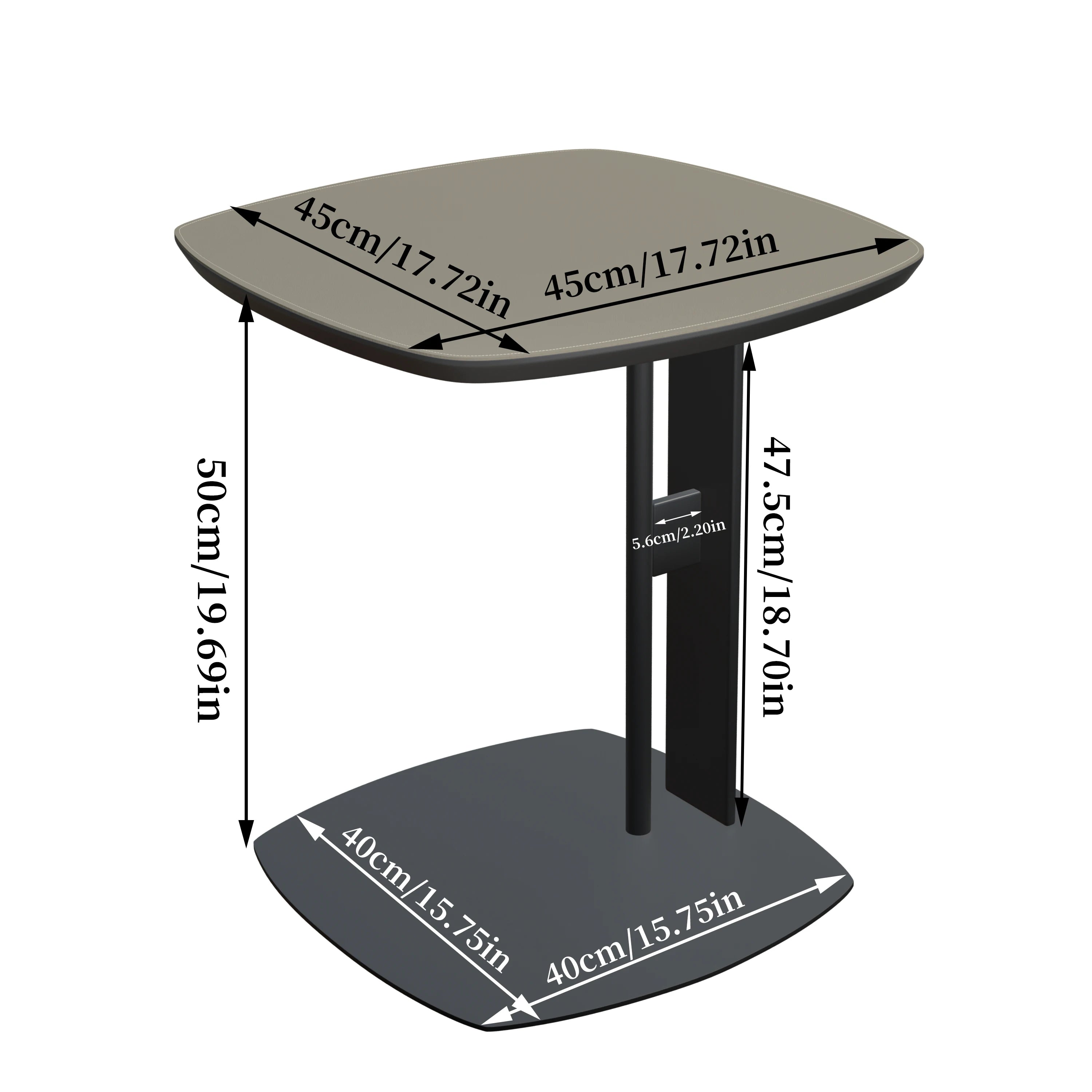 C-Shaped Side Table with Saddle Leather Top