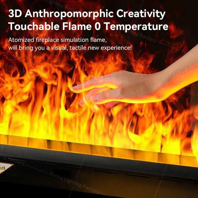 3D Atomized Fireplace with Colorful Steam Flame - ECO-Friendly Water Vapor Mist Intelligent Electric Fireplace for Indoor Home Decoration