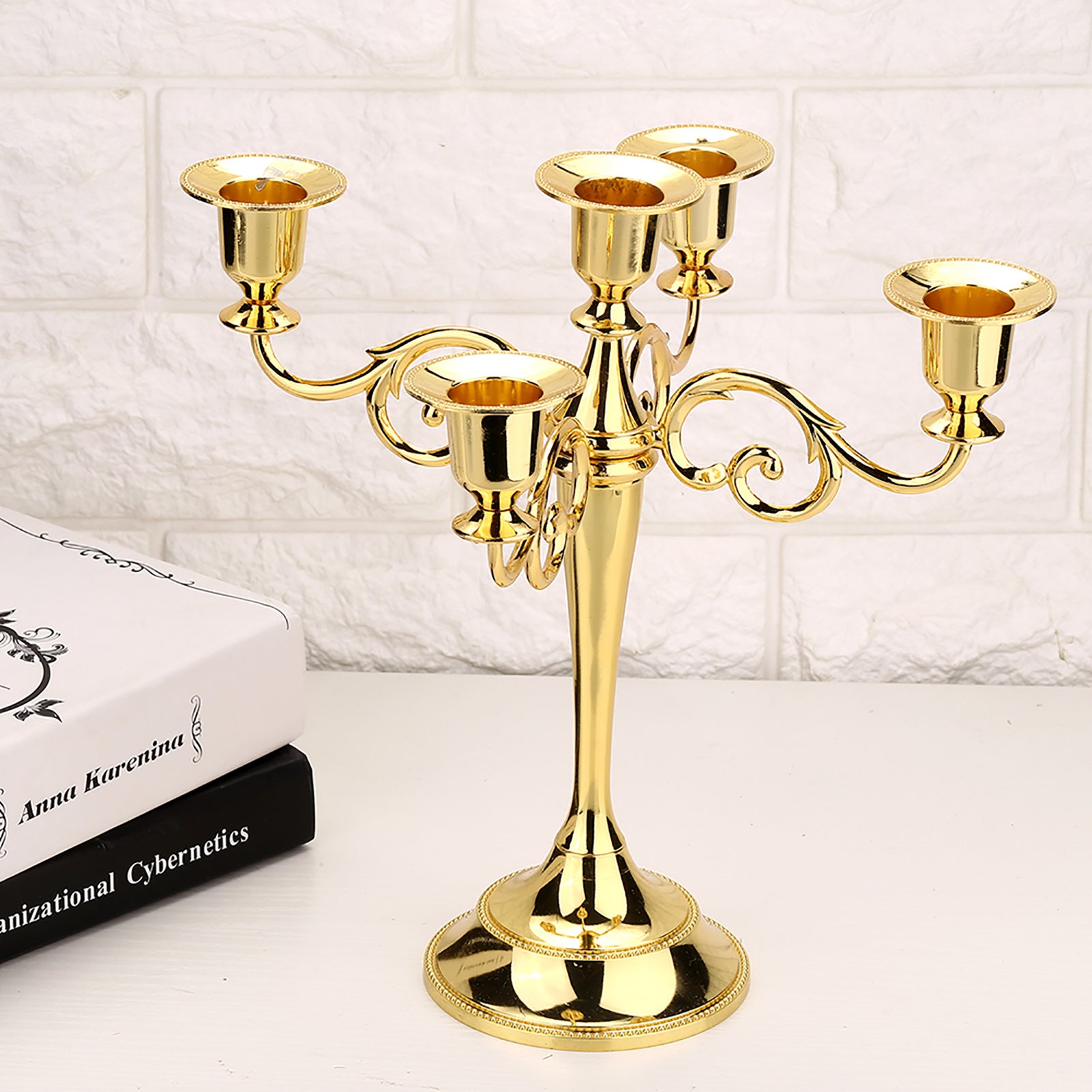 5-Arm Vintage Metal Candlestick Holder Elegant Home & Event Deco