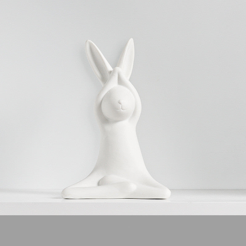 Ceramic Rabbit Wine Cabinet Soft Decorations TV Cabinet Ornaments
