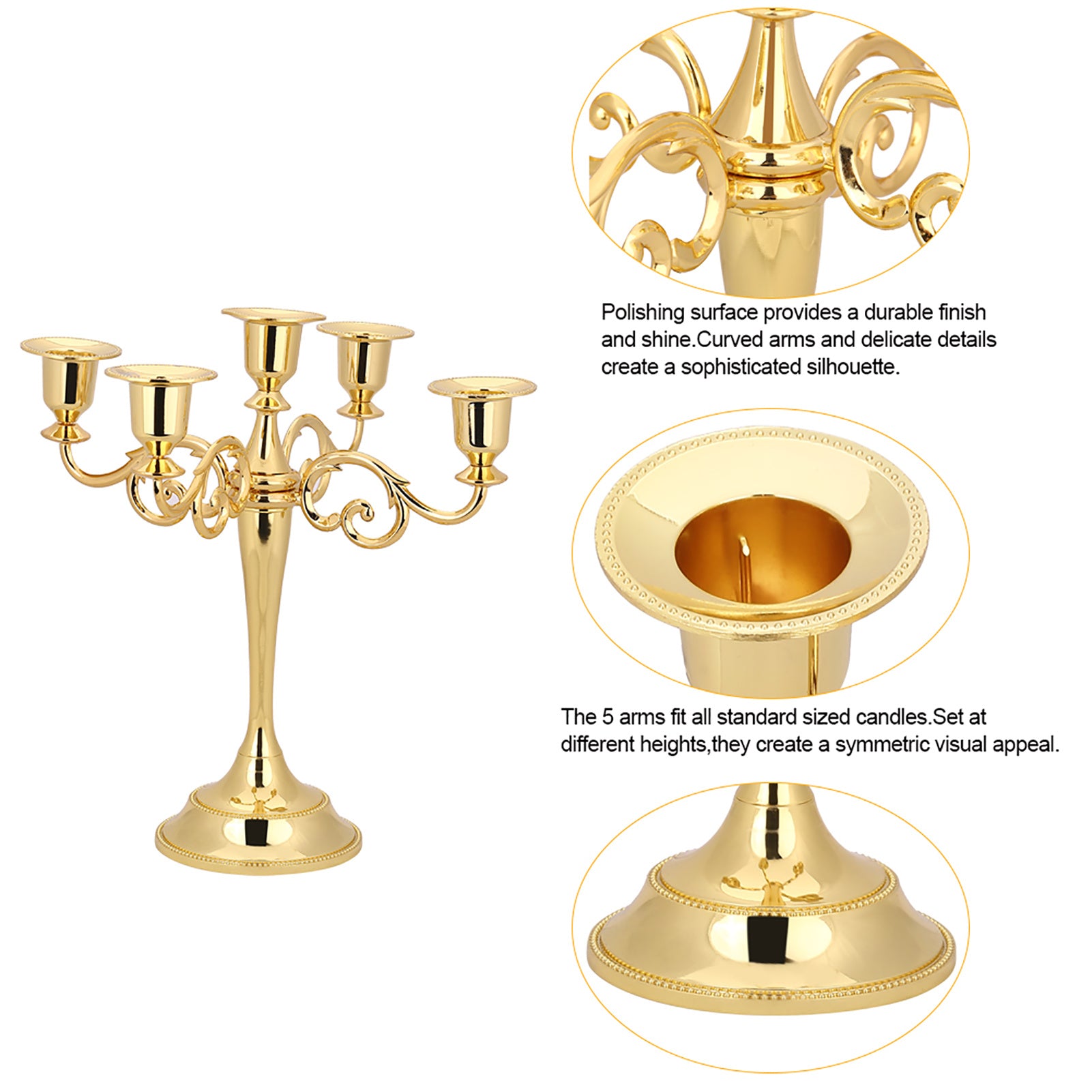 5-Arm Vintage Metal Candlestick Holder Elegant Home & Event Deco