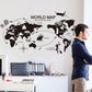 Black World Map Wall Sticker Decor