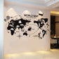 Black World Map Wall Sticker Decor