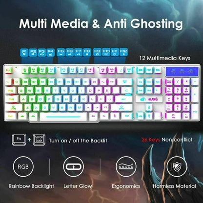 Wireless RGB Gaming Keyboard & Mouse Set 104 Keys