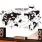 Black World Map Wall Sticker Decor