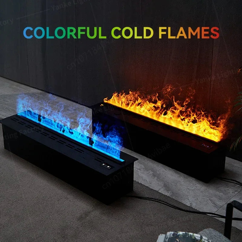 3D Atomized Fireplace with Colorful Steam Flame - ECO-Friendly Water Vapor Mist Intelligent Electric Fireplace for Indoor Home Decoration