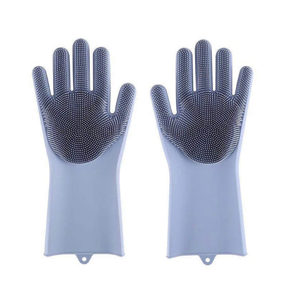 Silicone Dishwashing Gloves with Scrubber