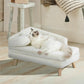 L-Shaped Plush Pet Sofa Bed | Waterproof Cushion & Solid Wood Frame