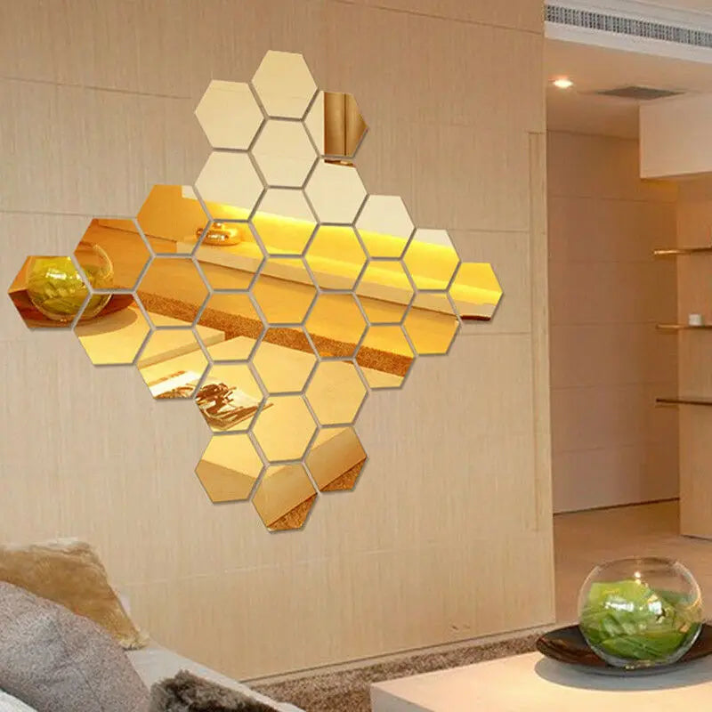 Hexagon Acrylic Mirror Wall Stickers