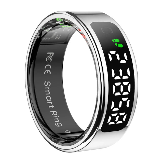 R12 Smart Ring – Touch Display, Wireless Charging, Health Tracker (5ATM Waterproof)