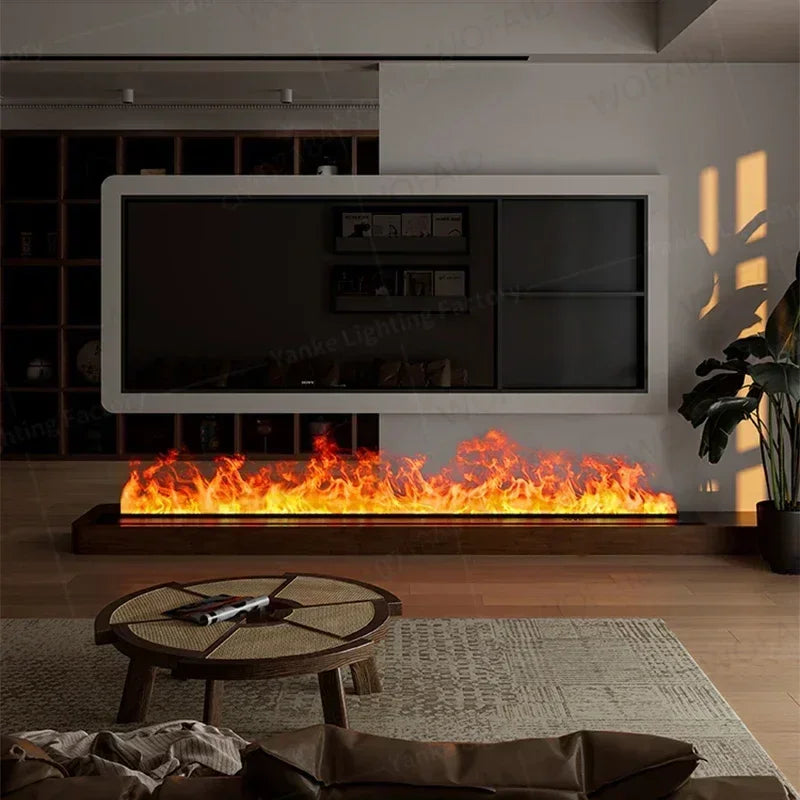 3D Atomized Fireplace with Colorful Steam Flame - ECO-Friendly Water Vapor Mist Intelligent Electric Fireplace for Indoor Home Decoration