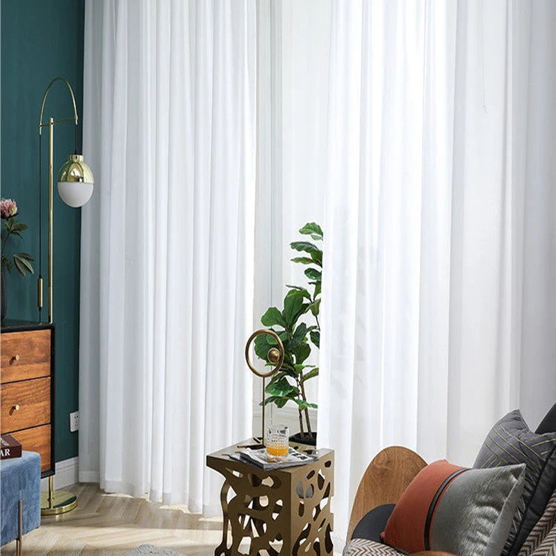 Sheer White Chiffon Tulle Curtains