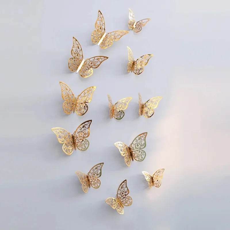 12PCS 3D Metal Butterfly Wall Decor