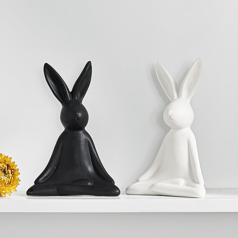 Ceramic Rabbit Wine Cabinet Soft Decorations TV Cabinet Ornaments